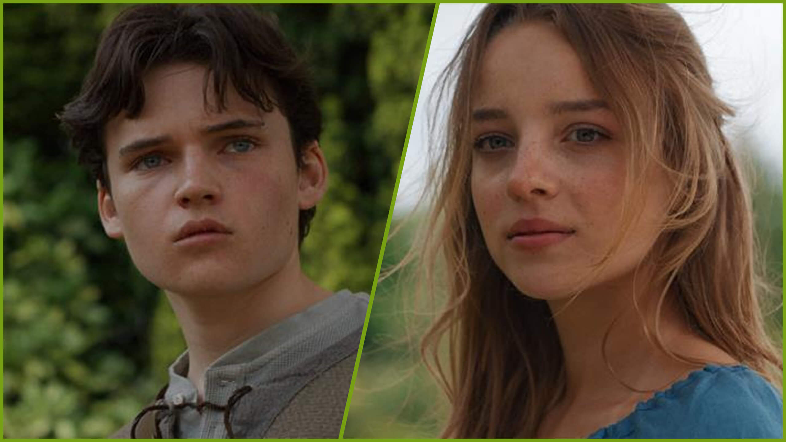 Benjamin Evan Ainsworth and Bo Bragason, who will play Link and Zelda in the live-action Zelda movie, next to each other
